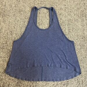 Lululemon Women's Intended Tank Top Blue Heathered Dark Cobalt Loose Fit Crop